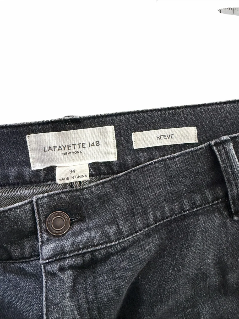 Lafayette 148 Black Faded Reeve Straight Leg Jeans Size 34 Size 18